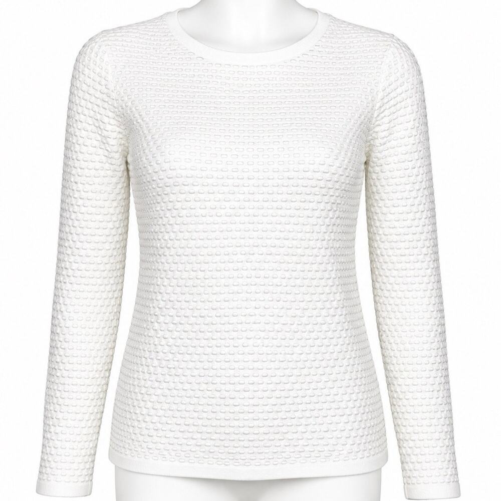 Brooks Brothers Red Fleece Sweater Womens Size S Ivory White Textured Cotton Top